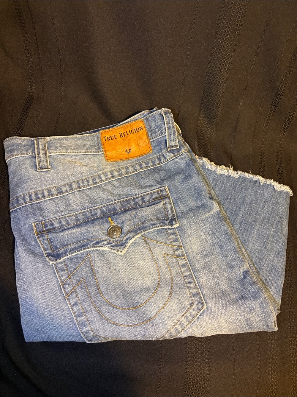 True Religion Men's Light Wash Jean Shorts